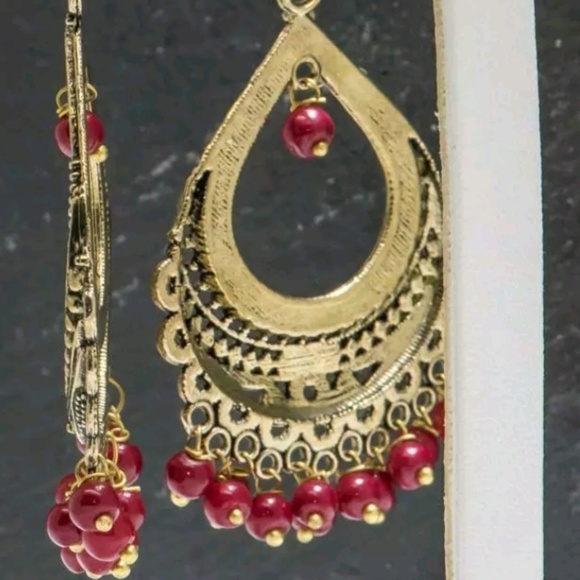 SOLD! | RED Bohemian Beaded Earrings - Picture 6 of 6